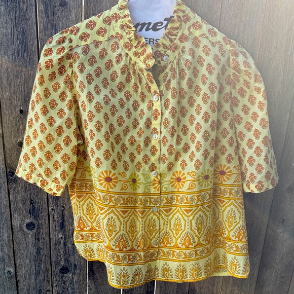 Alix Of Bohemia Tops - Alix of Bohemia Yellow Patterned Women's Top